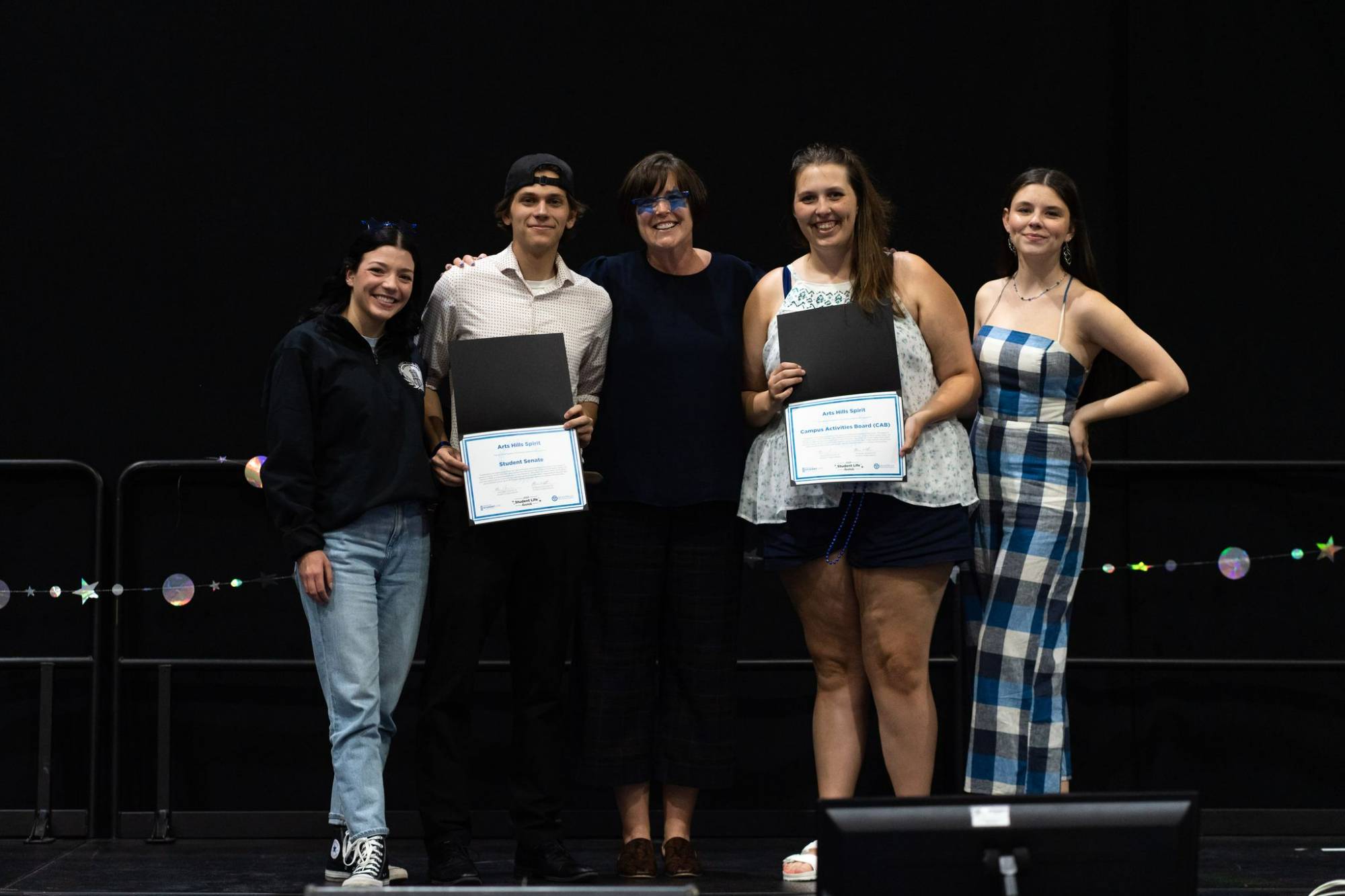 Students winning an award